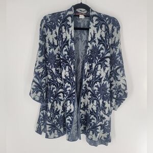 Peruvian‎ Connection open cardigan Size XL floral cotton